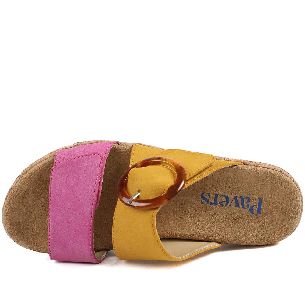 Dual Adjustable Fasten Mule Sandals - WBINS43013 / 329 089 - Mustard-Pink - Image 4