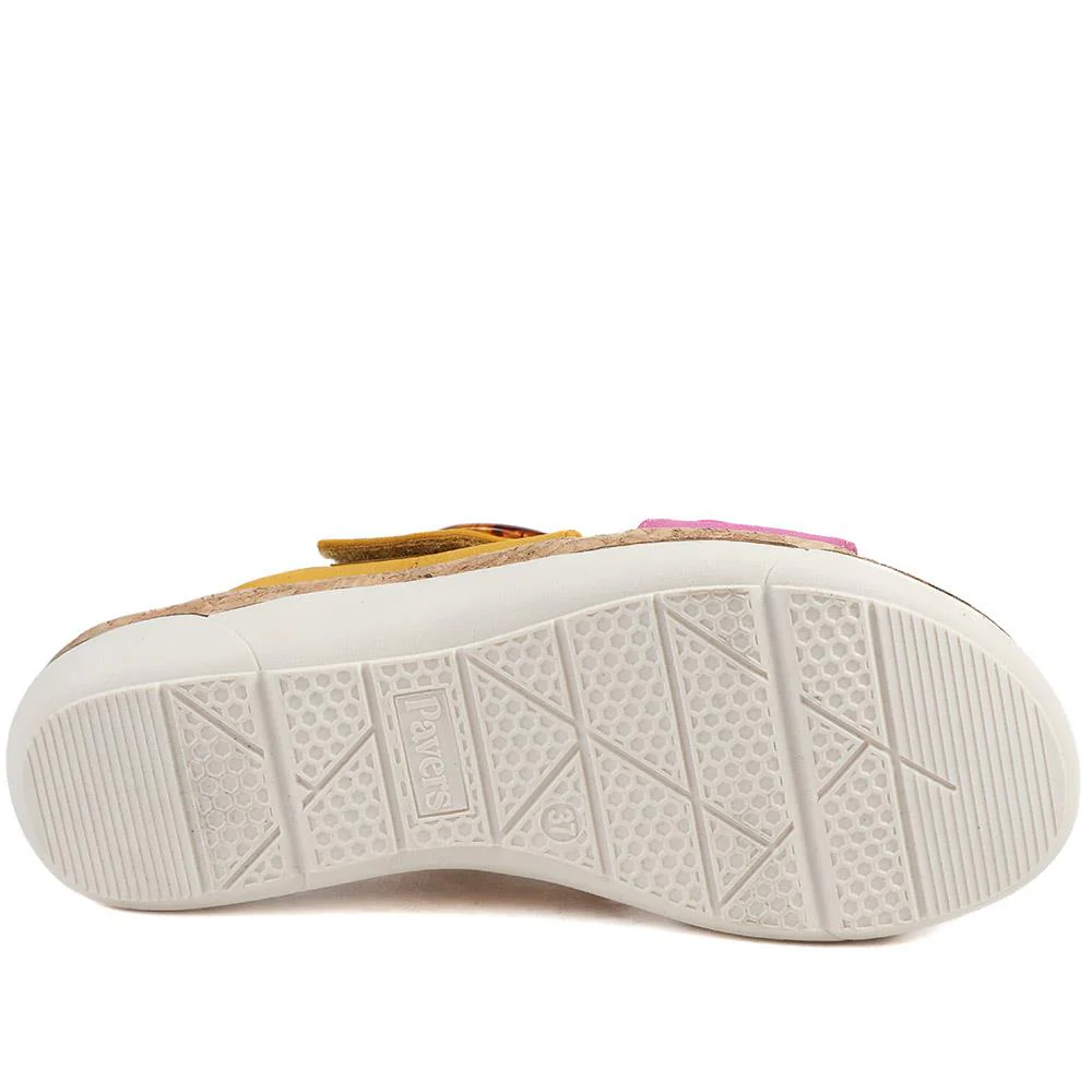 Dual Adjustable Fasten Mule Sandals - WBINS43013 / 329 089 - Mustard-Pink - Image 5