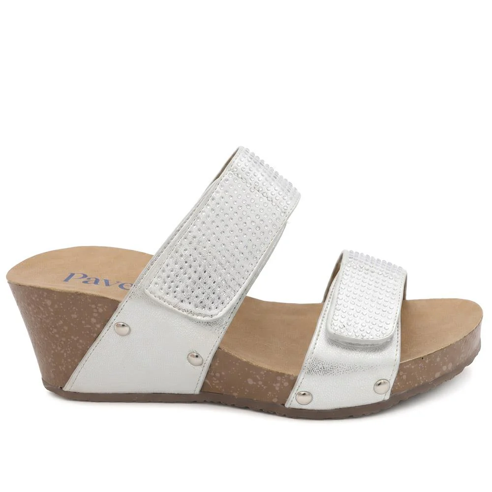 Dual Adjustable Fasten Wedge Sandals - BAIZH43046 / 329 347 - Metallic - Image 2
