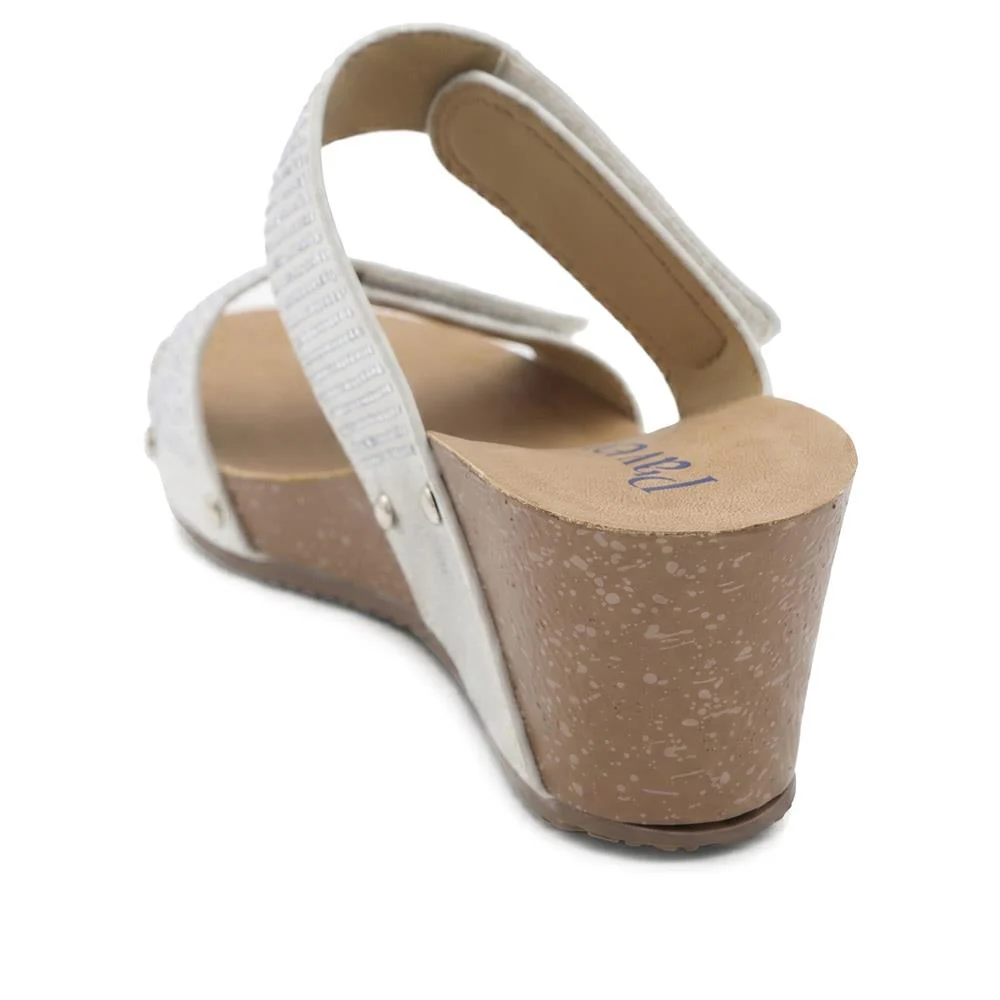 Dual Adjustable Fasten Wedge Sandals - BAIZH43046 / 329 347 - Metallic - Image 3