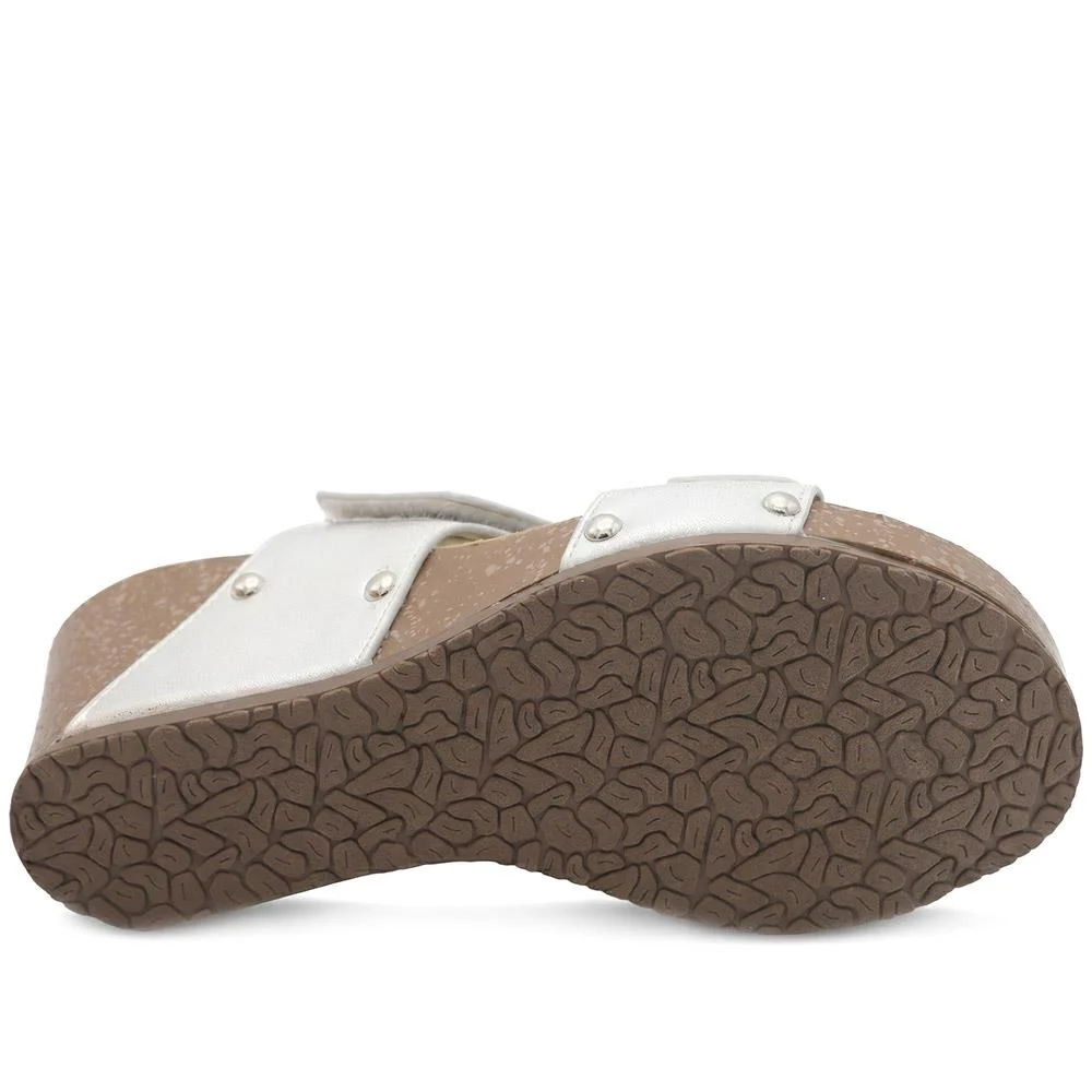 Dual Adjustable Fasten Wedge Sandals - BAIZH43046 / 329 347 - Metallic - Image 5