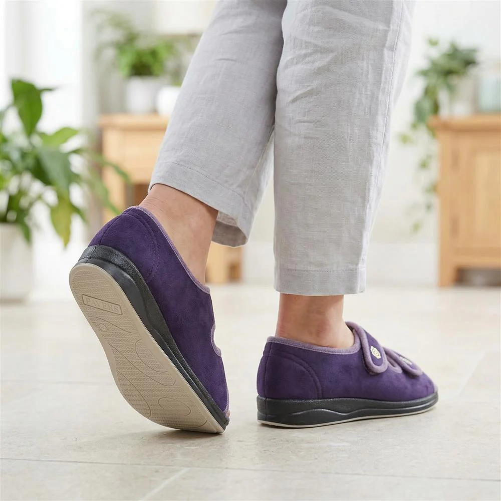 Dual Adjustable Fit Memory Foam Slippers - QING43003 / 329 337 - Purple - Image 2