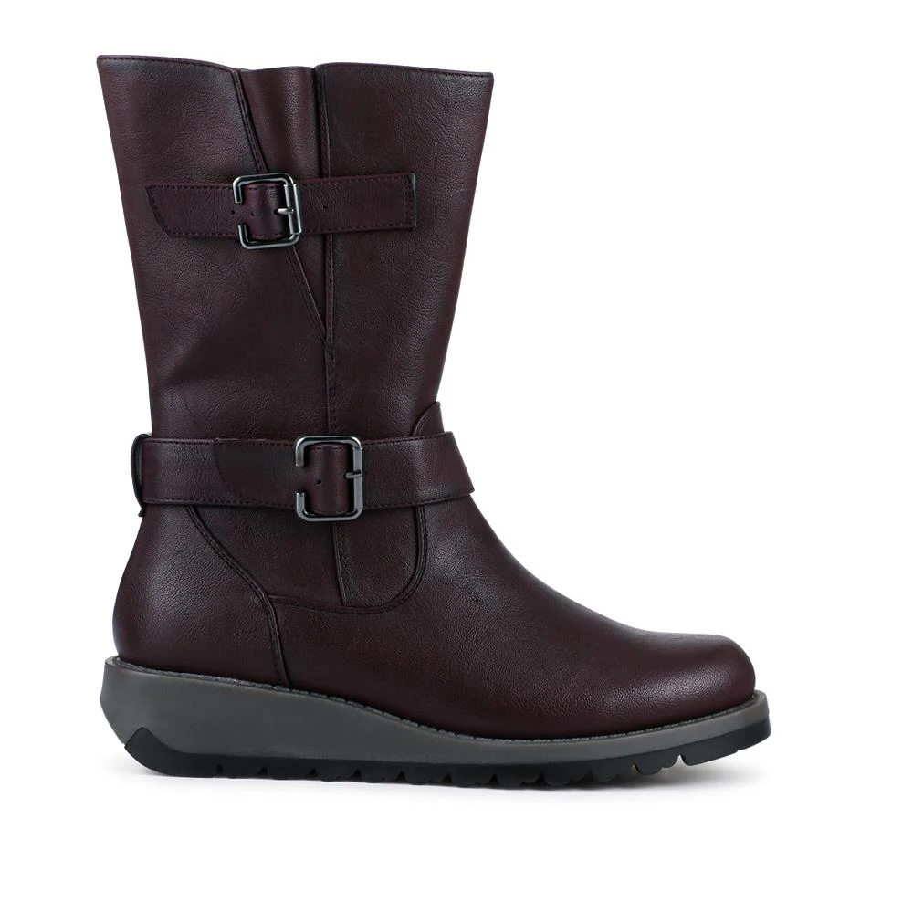 Dual Buckle Calf Length Boots - WK42018 / 328 044 - Purple - Image 2