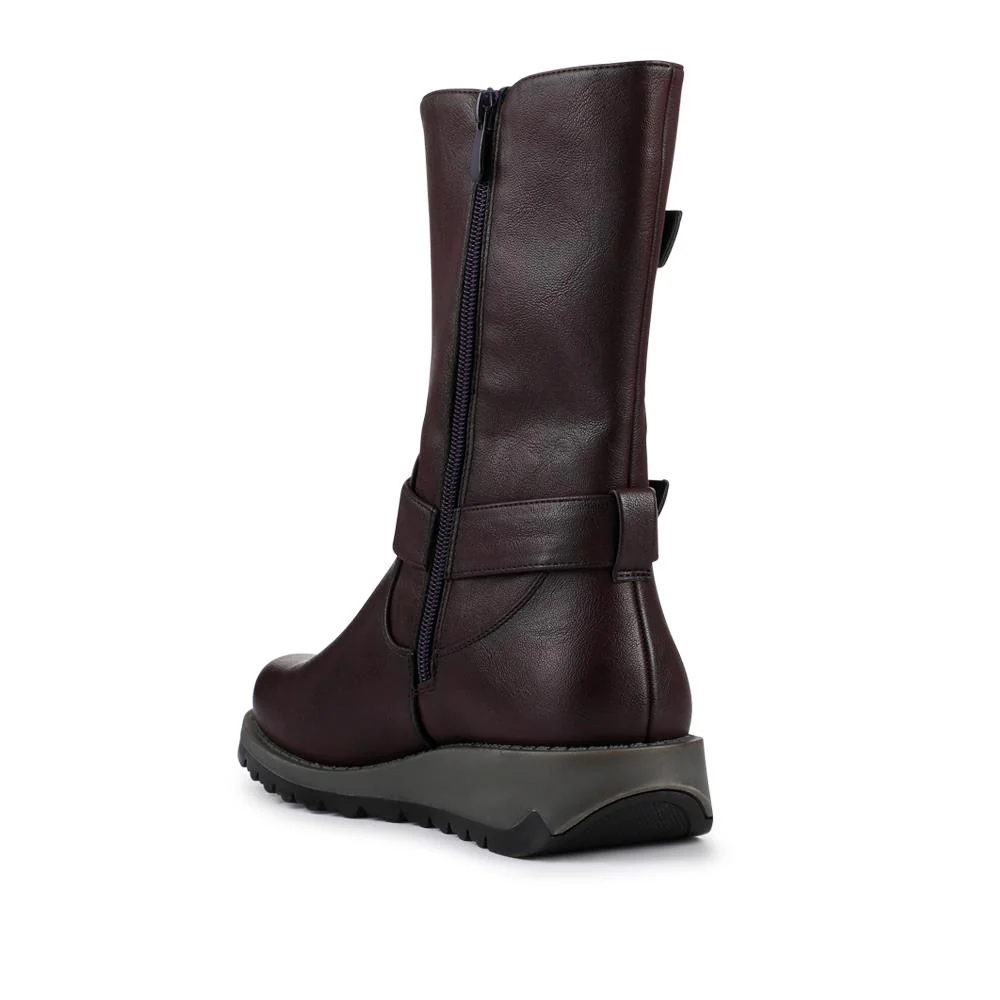 Dual Buckle Calf Length Boots - WK42018 / 328 044 - Purple - Image 3