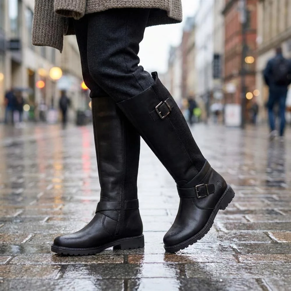 Dual-Buckle Long Boots - DRS40505 / 325 670 - Black - Image 2