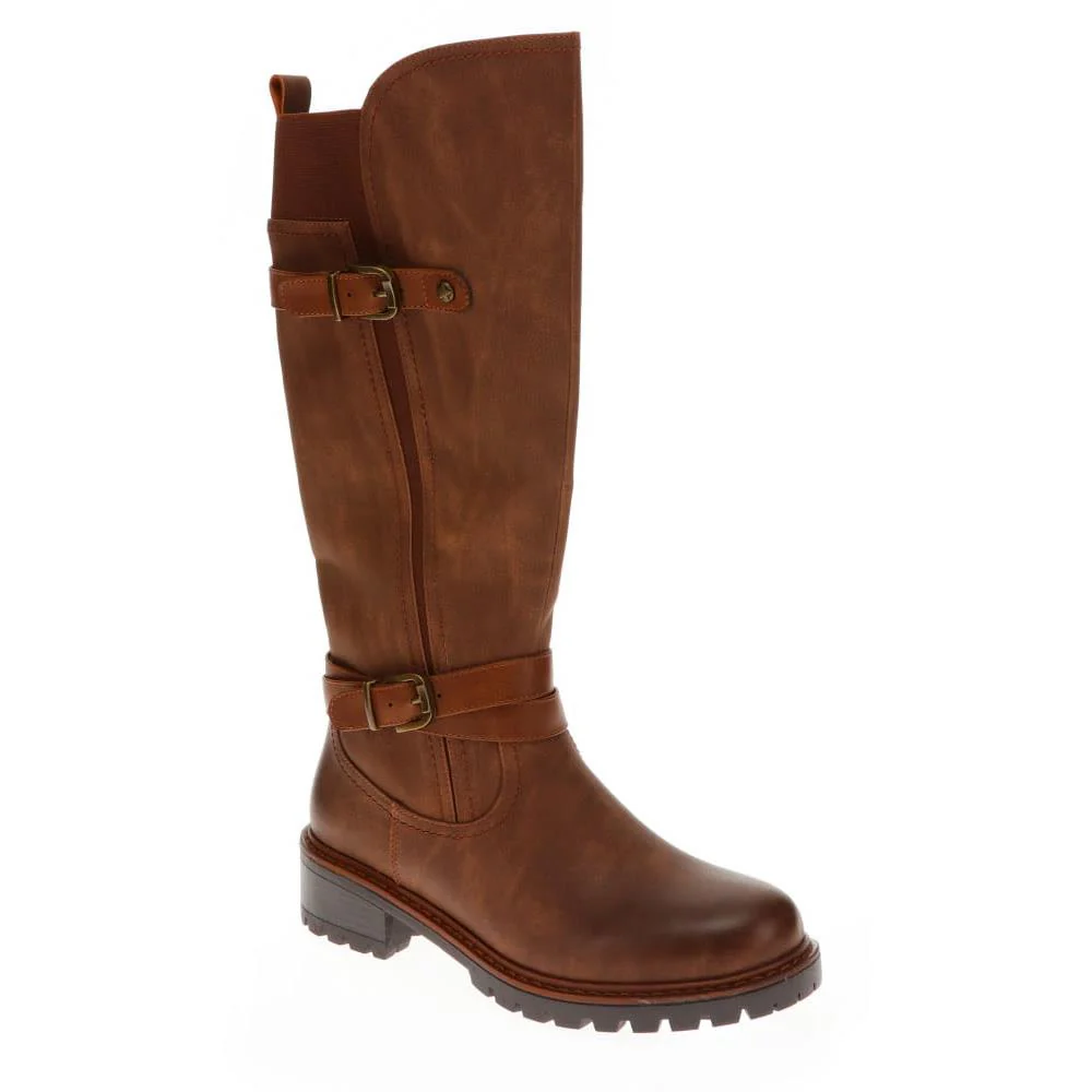 Dual-Buckle Long Boots - PINYI40005 / 326 150 - Brown