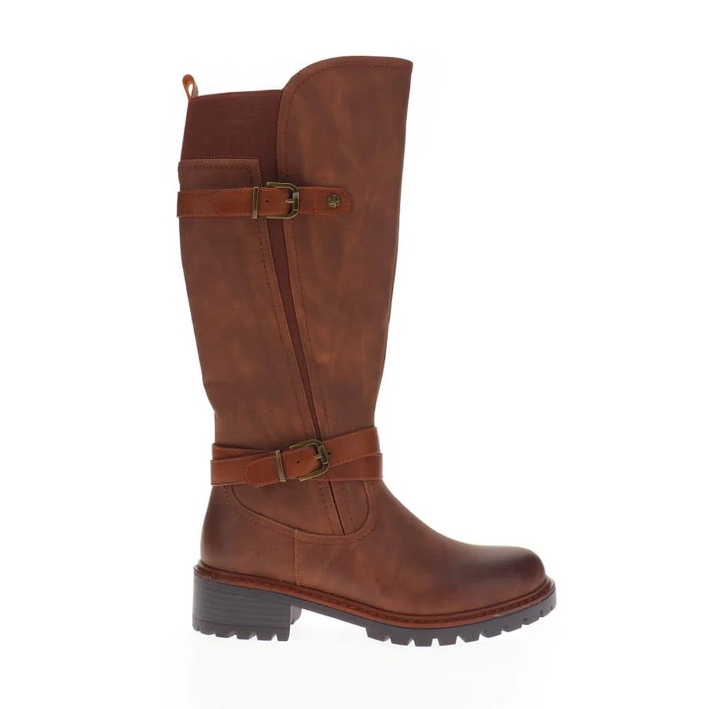 Dual-Buckle Long Boots - PINYI40005 / 326 150 - Brown - Image 2