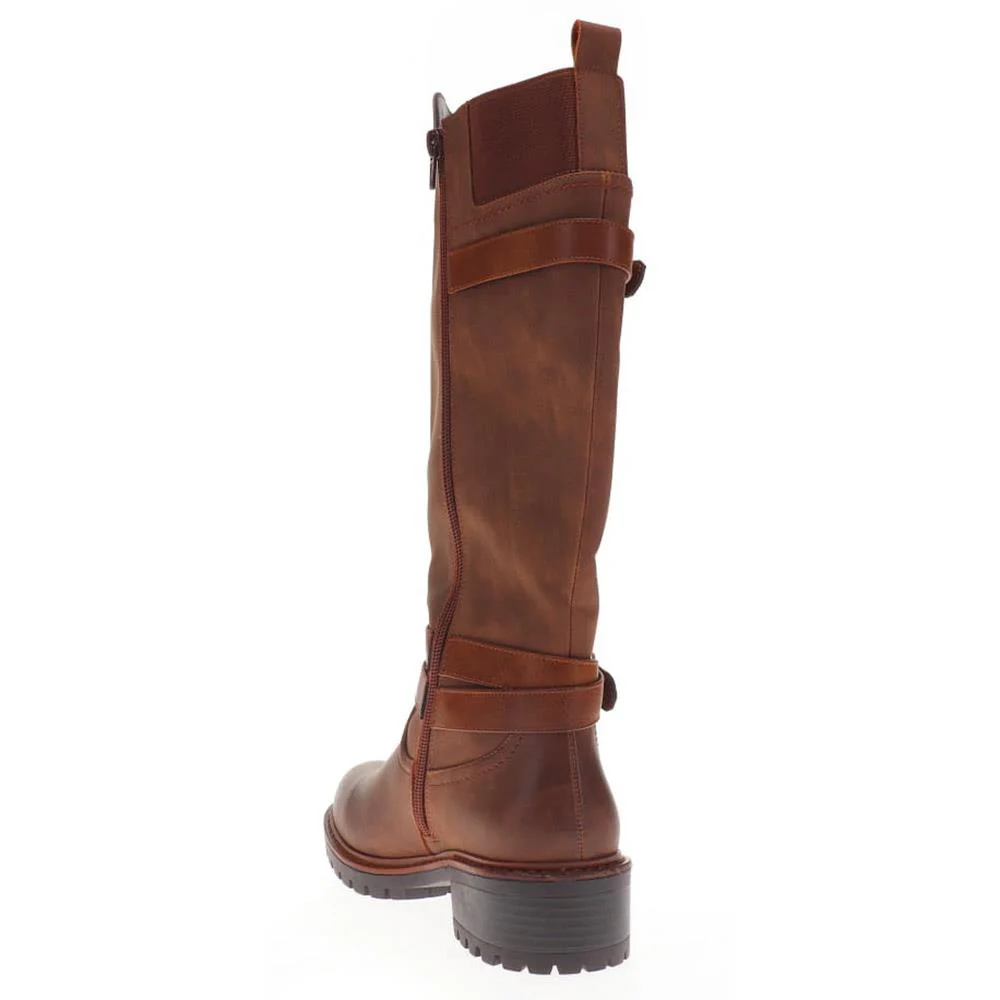 Dual-Buckle Long Boots - PINYI40005 / 326 150 - Brown - Image 3
