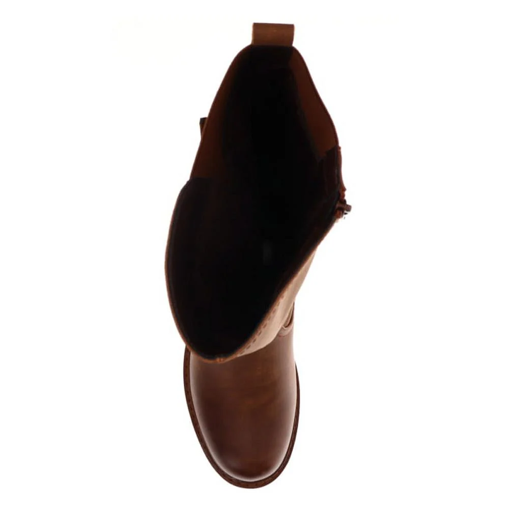 Dual-Buckle Long Boots - PINYI40005 / 326 150 - Brown - Image 4