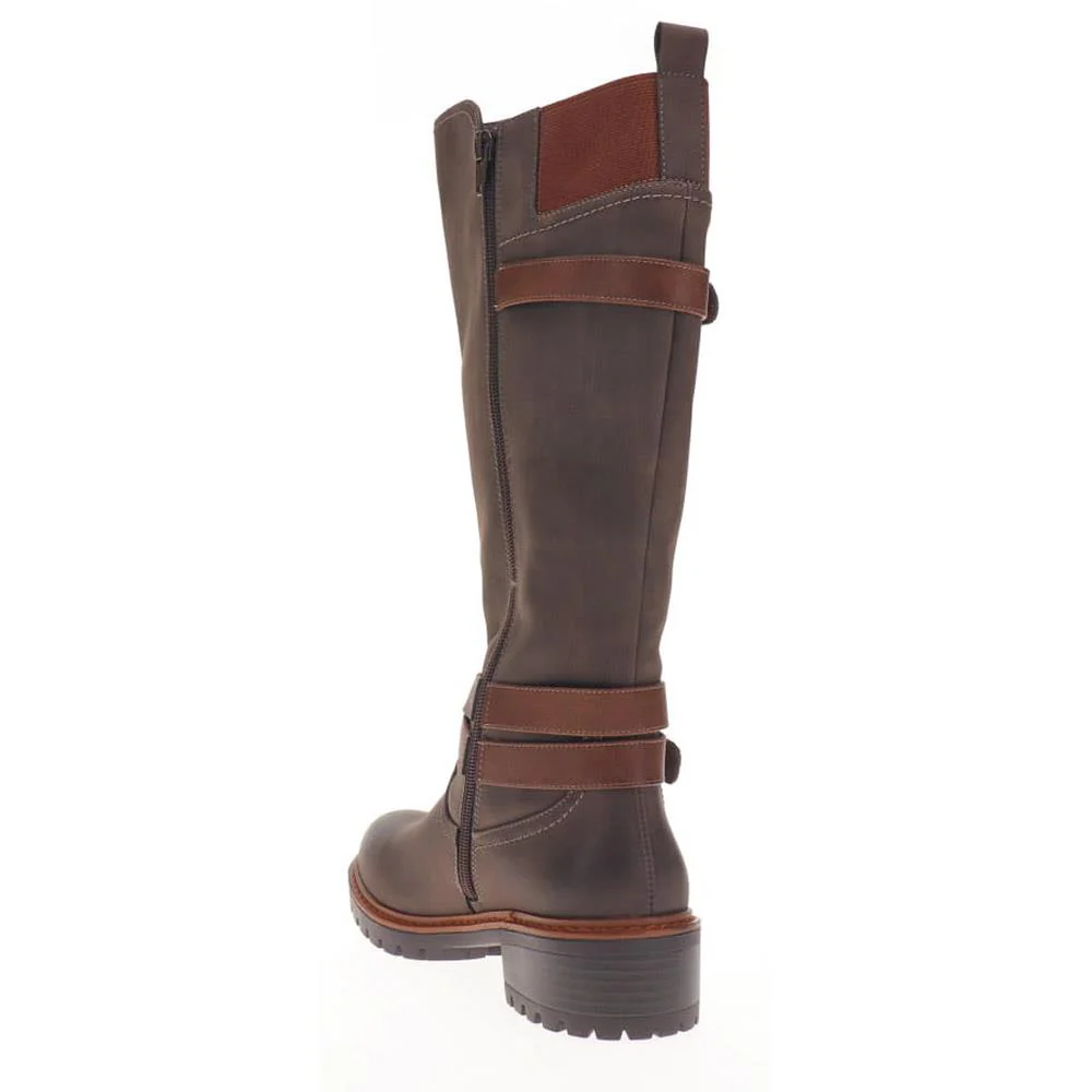 Dual-Buckle Long Boots - PINYI40005 / 326 150 - Khaki - Image 3
