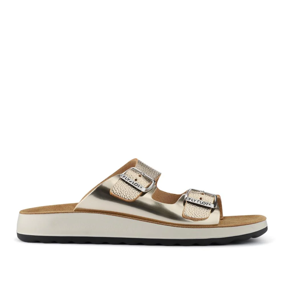 Dual-Buckle-Strapped Mule Sandals - FLY41019 / 326 665 - Gold - Image 3