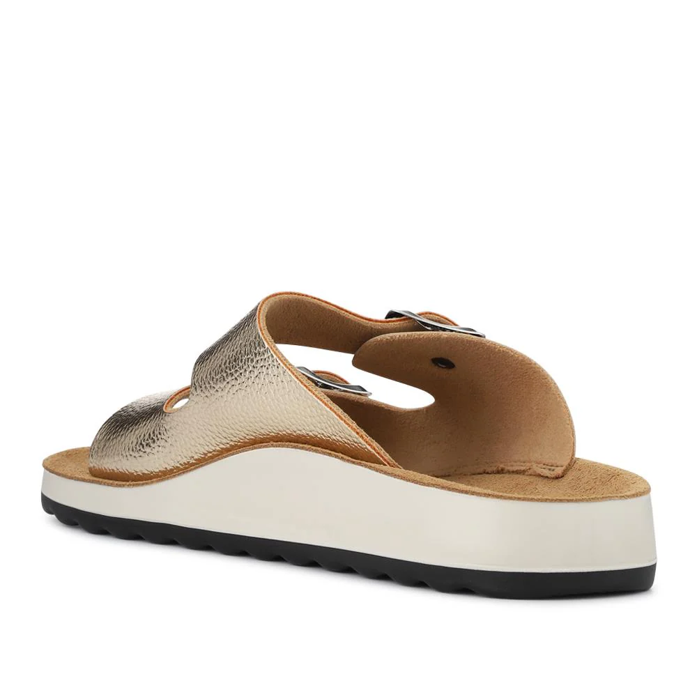 Dual-Buckle-Strapped Mule Sandals - FLY41019 / 326 665 - Gold - Image 4