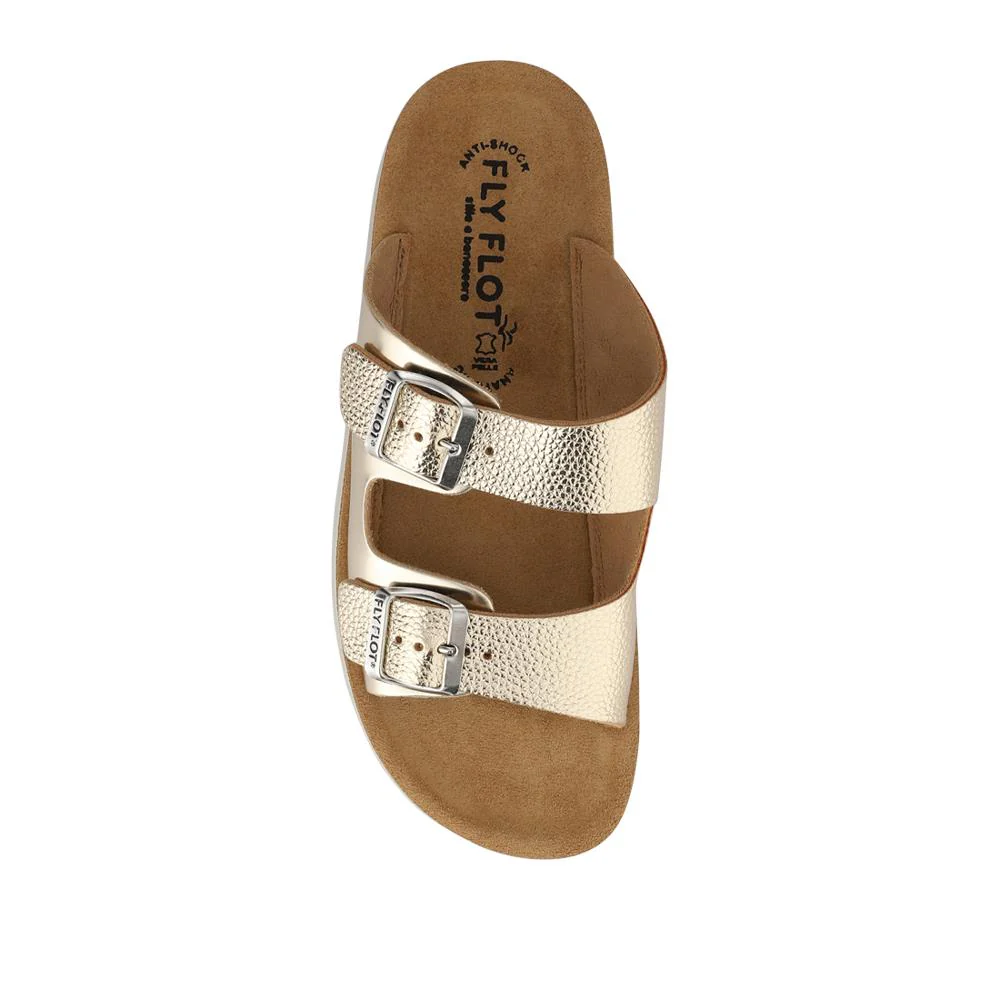 Dual-Buckle-Strapped Mule Sandals - FLY41019 / 326 665 - Gold - Image 5