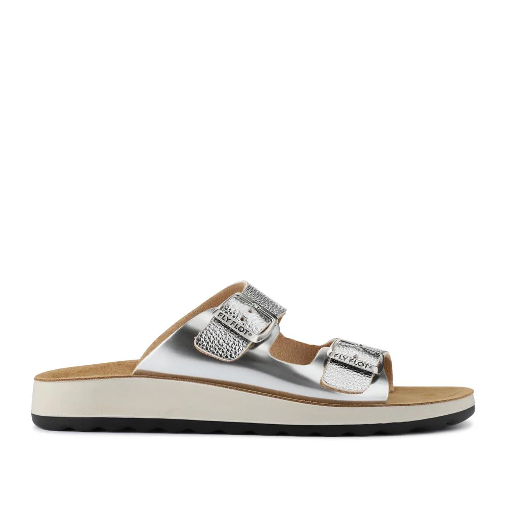 Dual-Buckle-Strapped Mule Sandals - FLY41019 / 326 665 - Silver - Image 2