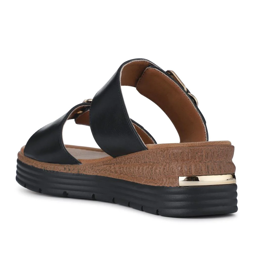 Dual-Buckled Mule Sandals - WOIL41018 / 327 182 - Black - Image 4