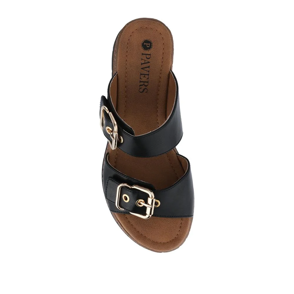Dual-Buckled Mule Sandals - WOIL41018 / 327 182 - Black - Image 5