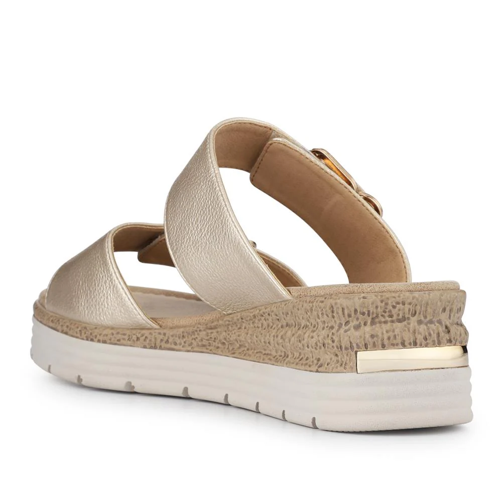 Dual-Buckled Mule Sandals - WOIL41018 / 327 182 - Gold - Image 4