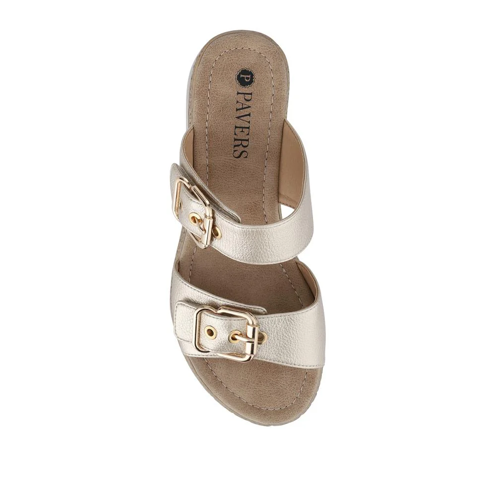Dual-Buckled Mule Sandals - WOIL41018 / 327 182 - Gold - Image 5