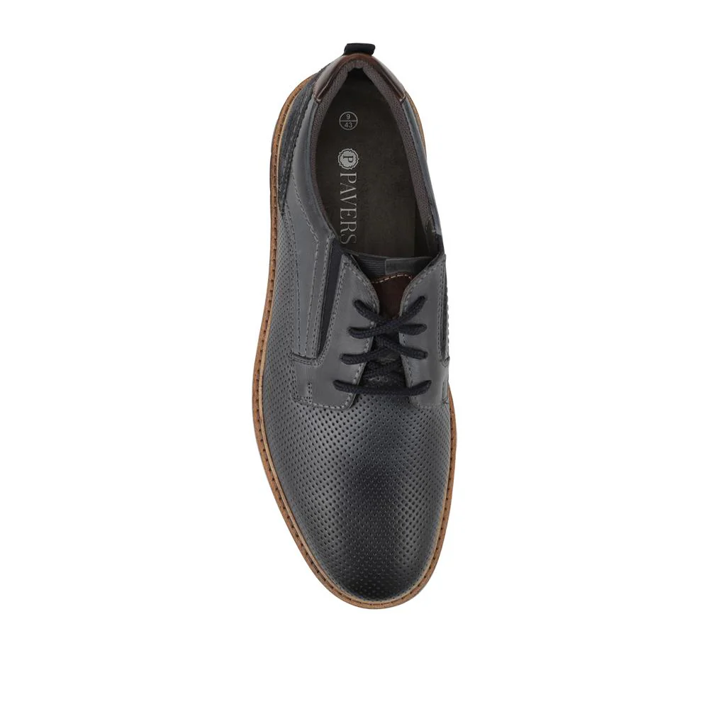 Elastic Fit Lace Up Shoes - PARK41042 / 327 262 - Navy - Image 4