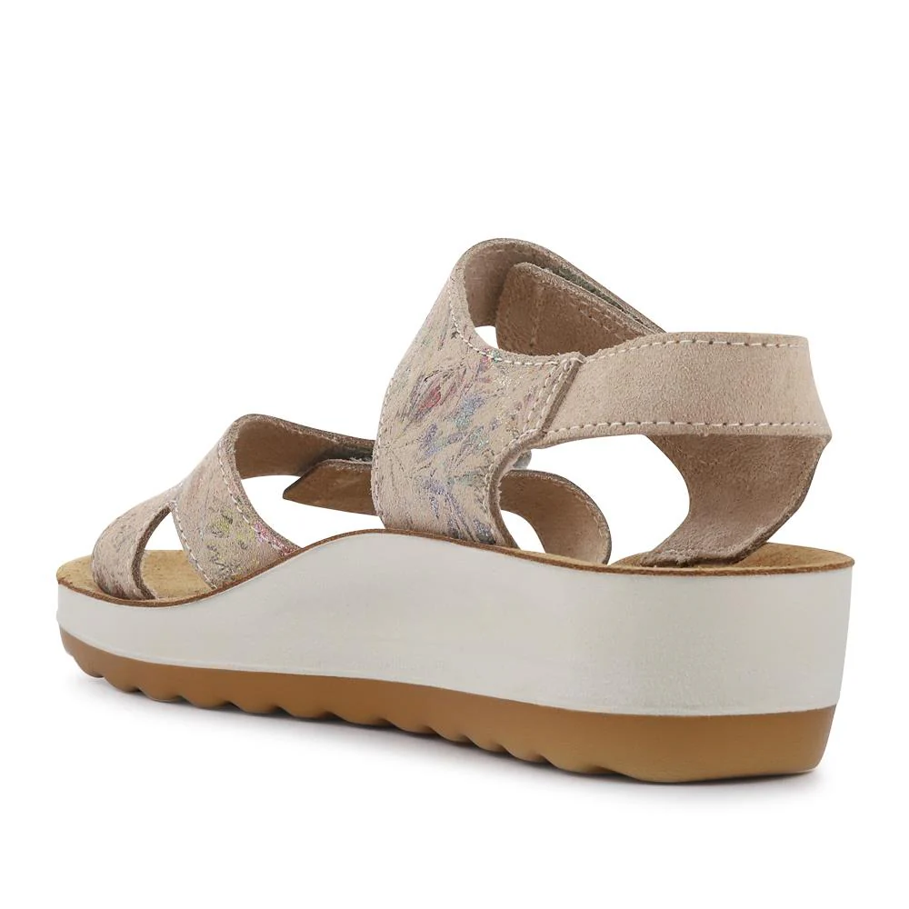 Dual-Fastening Leather Sandals - FLY41005 / 326 662 - Beige - Image 3