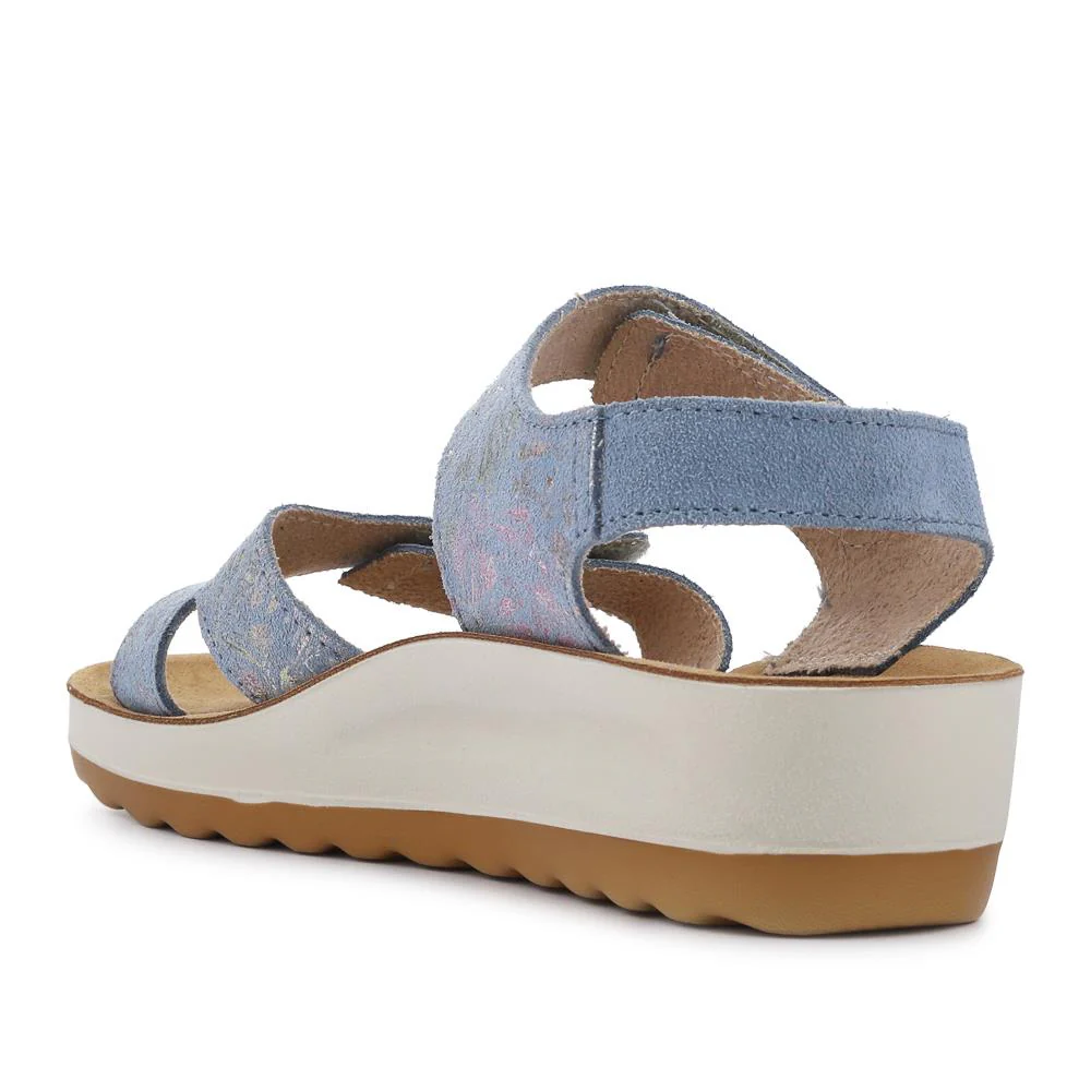 Dual-Fastening Leather Sandals - FLY41005 / 326 662 - Blue - Image 3