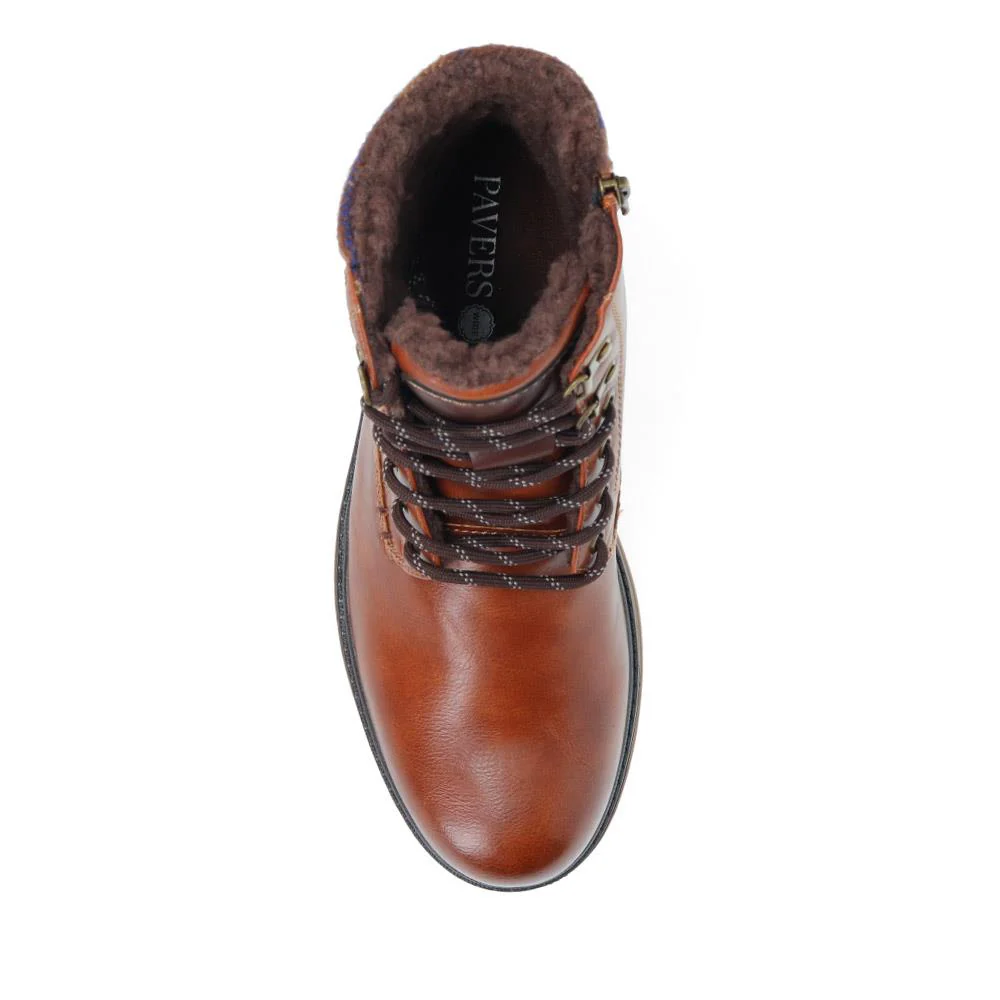 Fur Cuffed Wide Fit Boots - XINGH40009 / 325 765 - Tan - Image 5