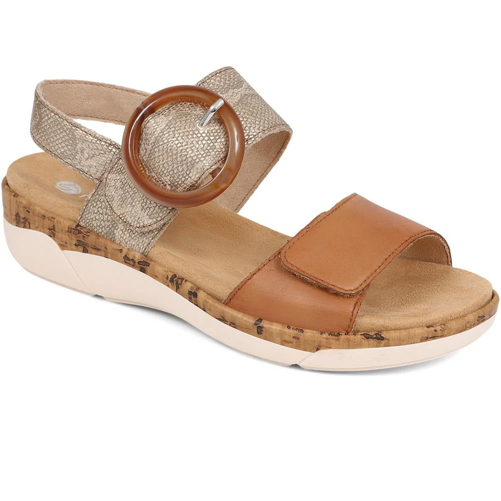Dual-Fitting Two-Tone Sandals - DRS33503 / 319 686 - Tan Multi
