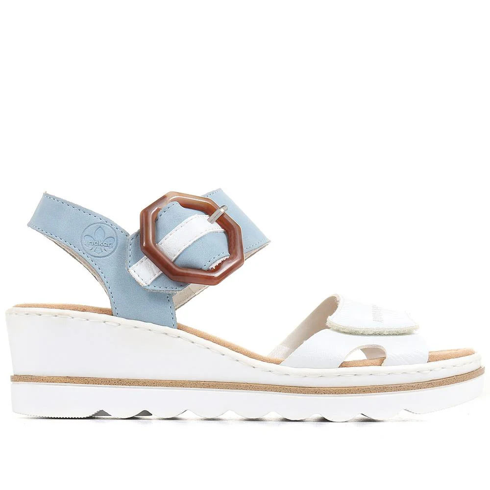 Dual-Fitting Wedge Sandals - RKR33521 / 319 715 - White-Blue - Image 2