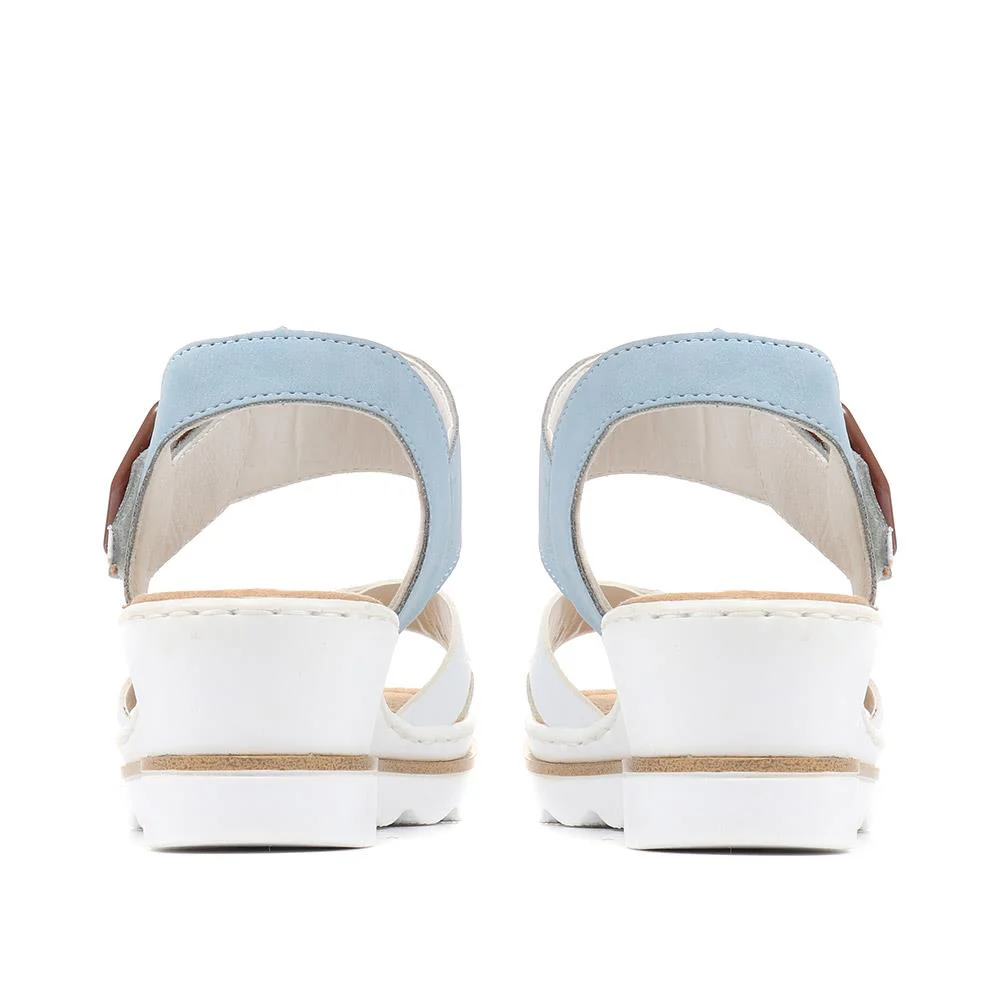 Dual-Fitting Wedge Sandals - RKR33521 / 319 715 - White-Blue - Image 3