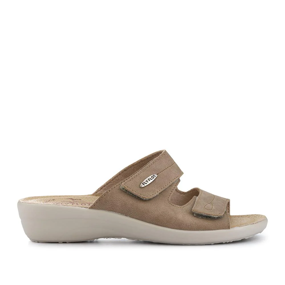 Dual-Touch-Fastening Leather Mules - FLY41049 / 326 679 - Beige - Image 2