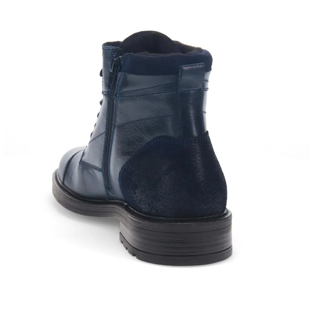 Dusseldorf Leather Lace-Up Boots - DUSSELDORF / 323 686 - Navy - Image 3