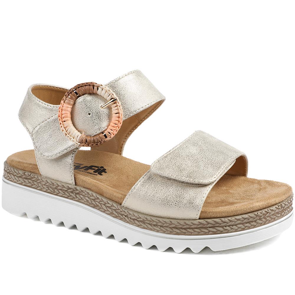 EasyFit Arabelle Extra Wide Buckle Fasten Sandals - ARABELLE / 329 164 - Soft Gold