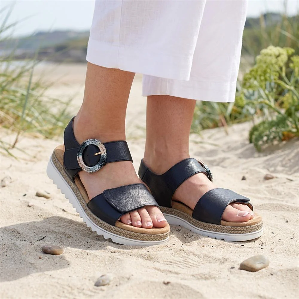 EasyFit Arabelle Extra Wide Buckle Fasten Sandals - ARABELLE / 329 164 - Navy - Image 2