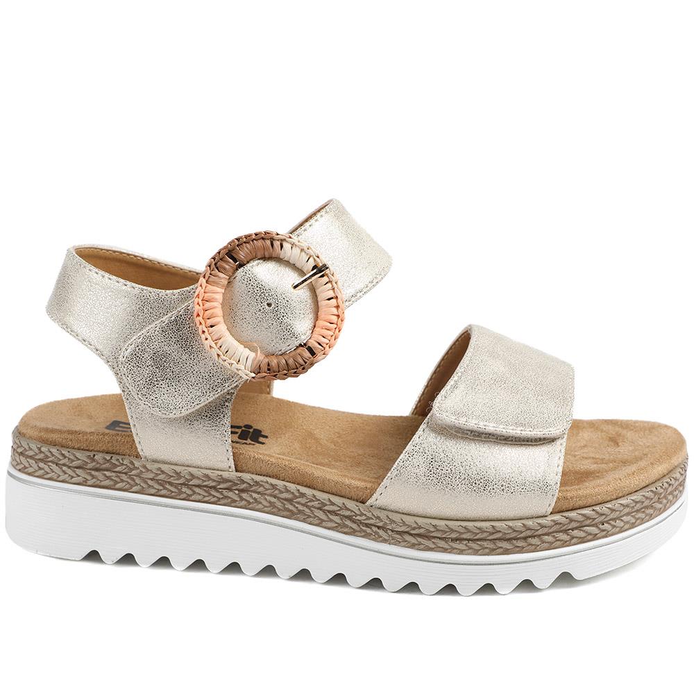 EasyFit Arabelle Extra Wide Buckle Fasten Sandals - ARABELLE / 329 164 - Soft Gold - Image 3