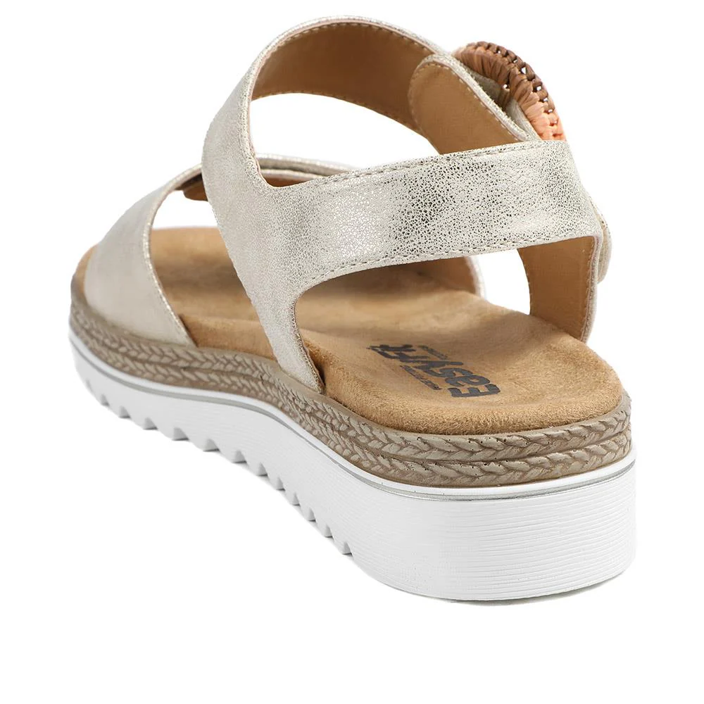 EasyFit Arabelle Extra Wide Buckle Fasten Sandals - ARABELLE / 329 164 - Soft Gold - Image 4