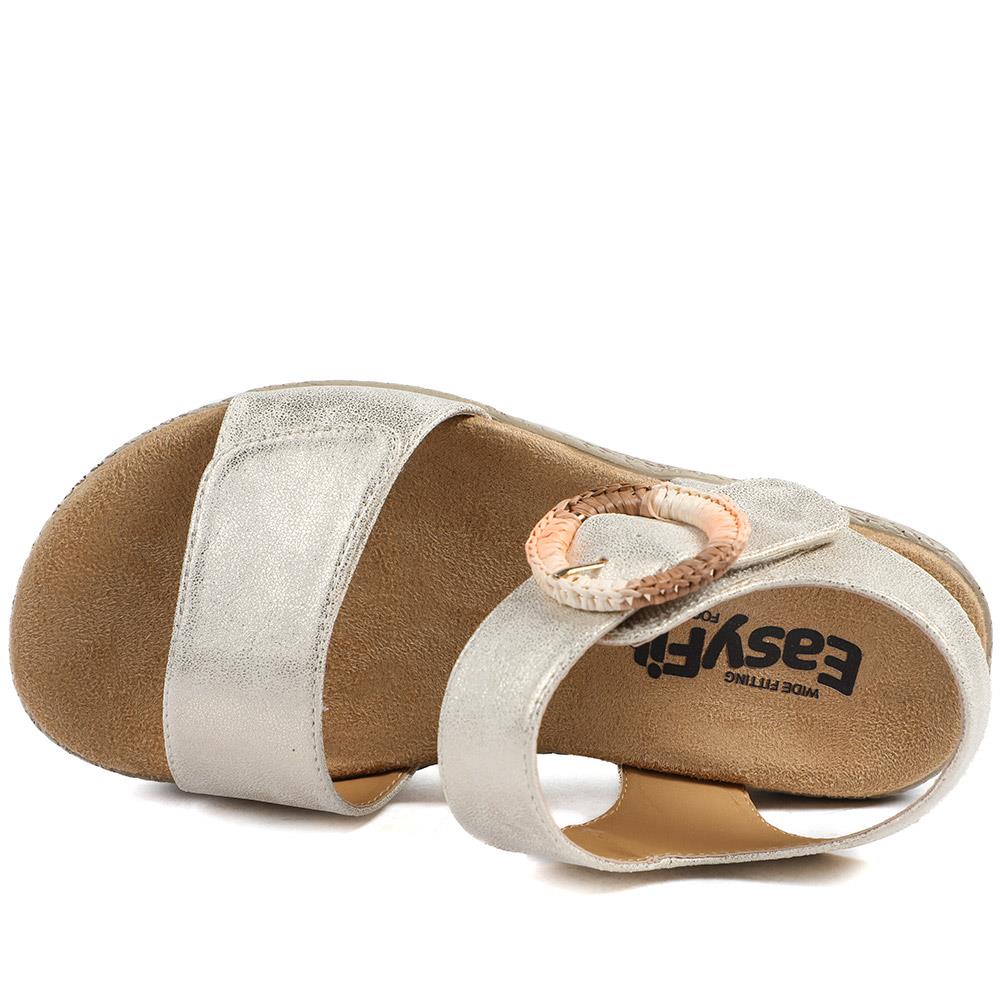 EasyFit Arabelle Extra Wide Buckle Fasten Sandals - ARABELLE / 329 164 - Soft Gold - Image 5