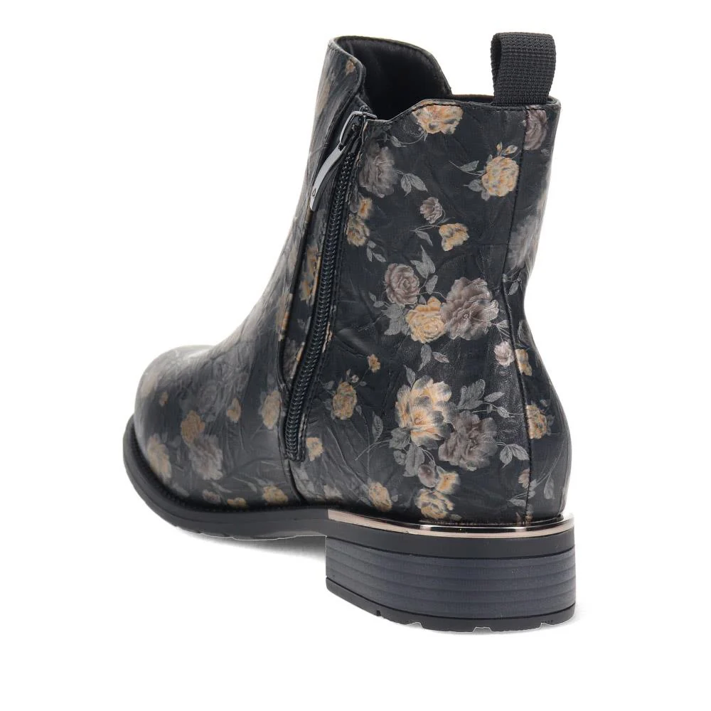 EasyFit Block-Heel Ankle Boots - CARELLA / 326 122 - Black Floral - Image 3