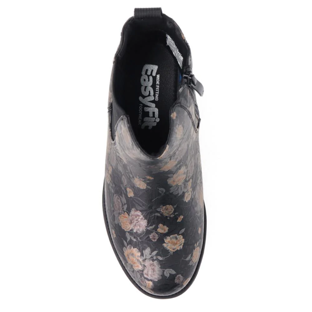 EasyFit Block-Heel Ankle Boots - CARELLA / 326 122 - Black Floral - Image 5