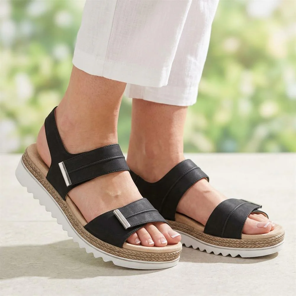 EasyFit Catena Extra Wide Touch Fasten Sandals - CATENA / 329 163 - Black - Image 2