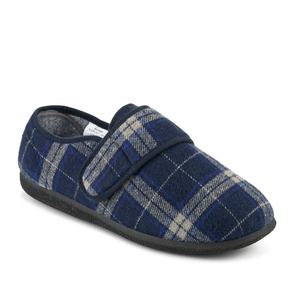 EasyFit Extra Wide Adjustable Fit Slippers - SHAWN / 328 330 - Blue Multi