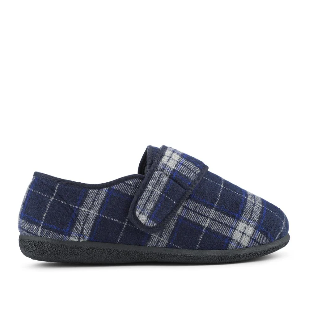 EasyFit Extra Wide Adjustable Fit Slippers - SHAWN / 328 330 - Blue Multi - Image 2