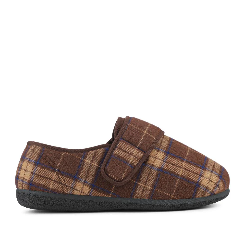 EasyFit Extra Wide Adjustable Fit Slippers - SHAWN / 328 330 - Brown Multi - Image 2