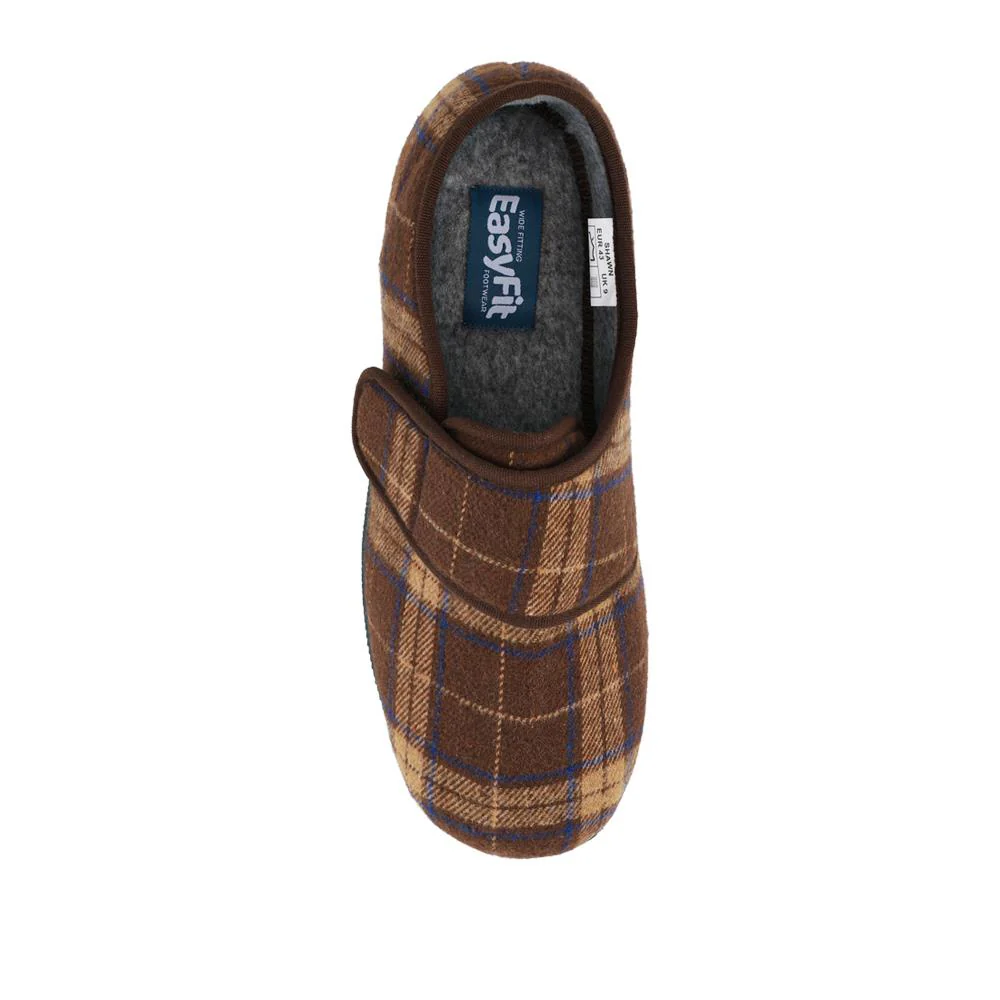 EasyFit Extra Wide Adjustable Fit Slippers - SHAWN / 328 330 - Brown Multi - Image 4