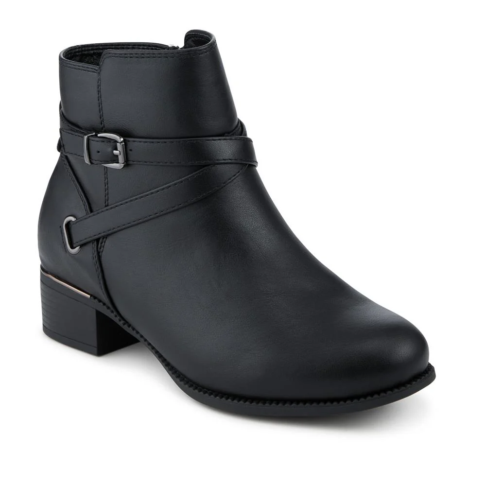 EasyFit Extra Wide Smart Zip Up Ankle Boots - CYNTHIA / 328 263 - Black