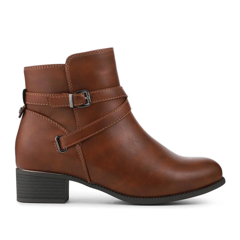 EasyFit Extra Wide Smart Zip Up Ankle Boots - CYNTHIA / 328 263 - Tan - Image 2