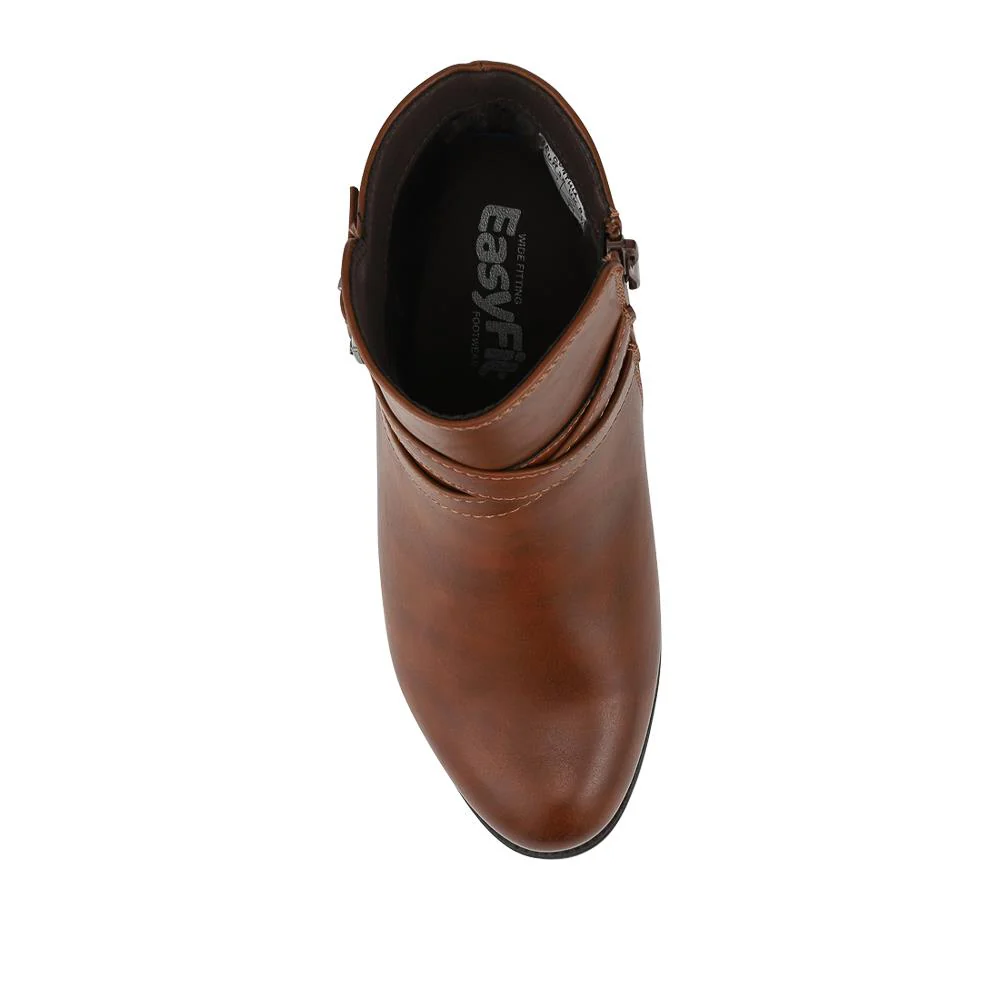 EasyFit Extra Wide Smart Zip Up Ankle Boots - CYNTHIA / 328 263 - Tan - Image 4