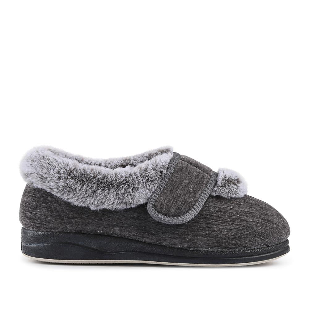 EasyFit Extra Wide Touch Fasten Slippers - SKYE / 327 937 - Grey - Image 2