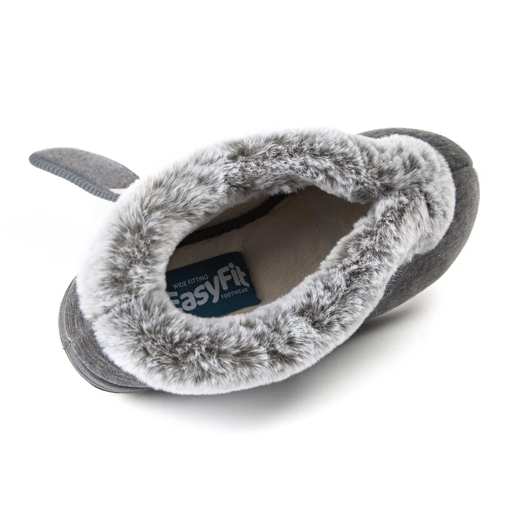 EasyFit Extra Wide Touch Fasten Slippers - SKYE / 327 937 - Grey - Image 6