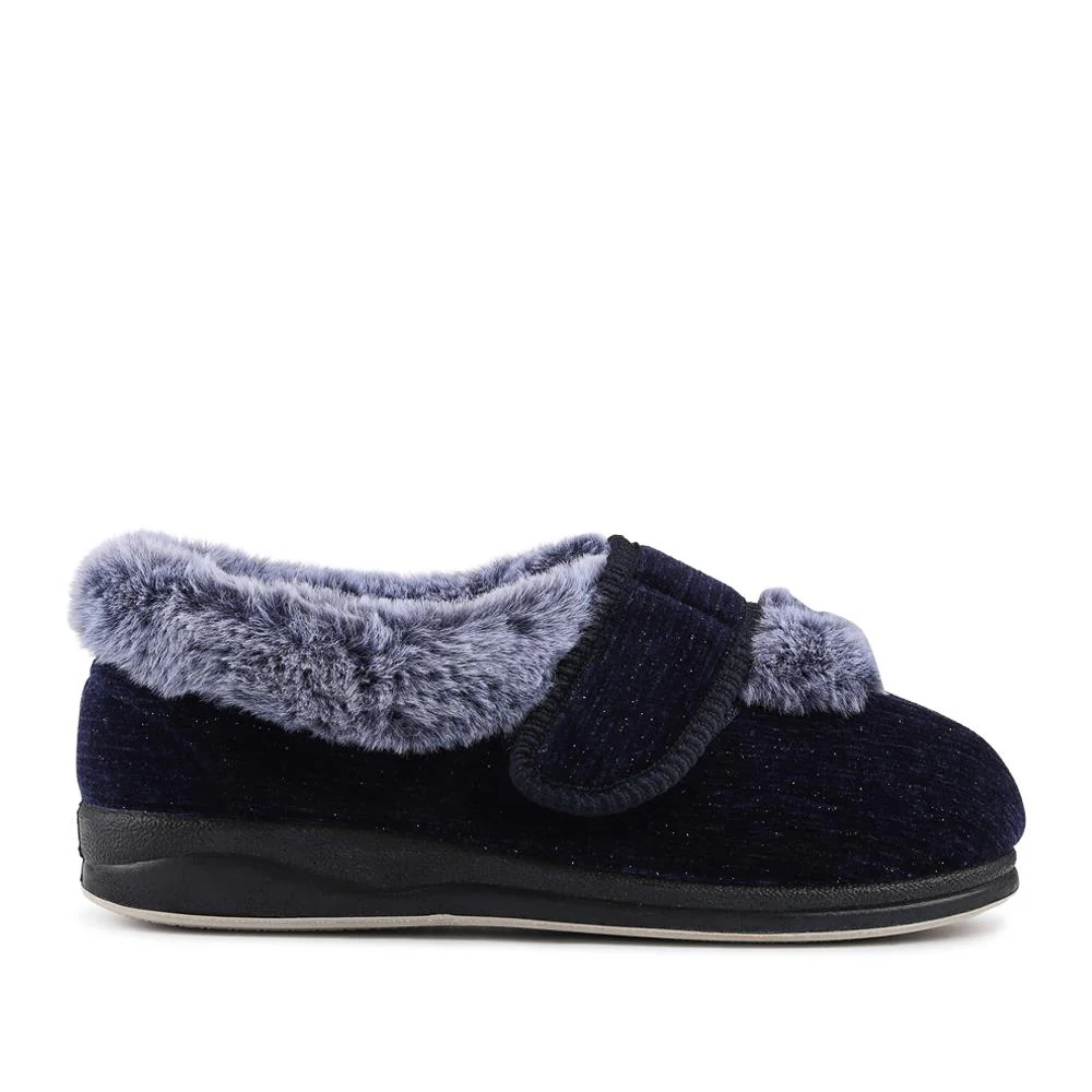 EasyFit Extra Wide Touch Fasten Slippers - SKYE / 327 937 - Navy - Image 2