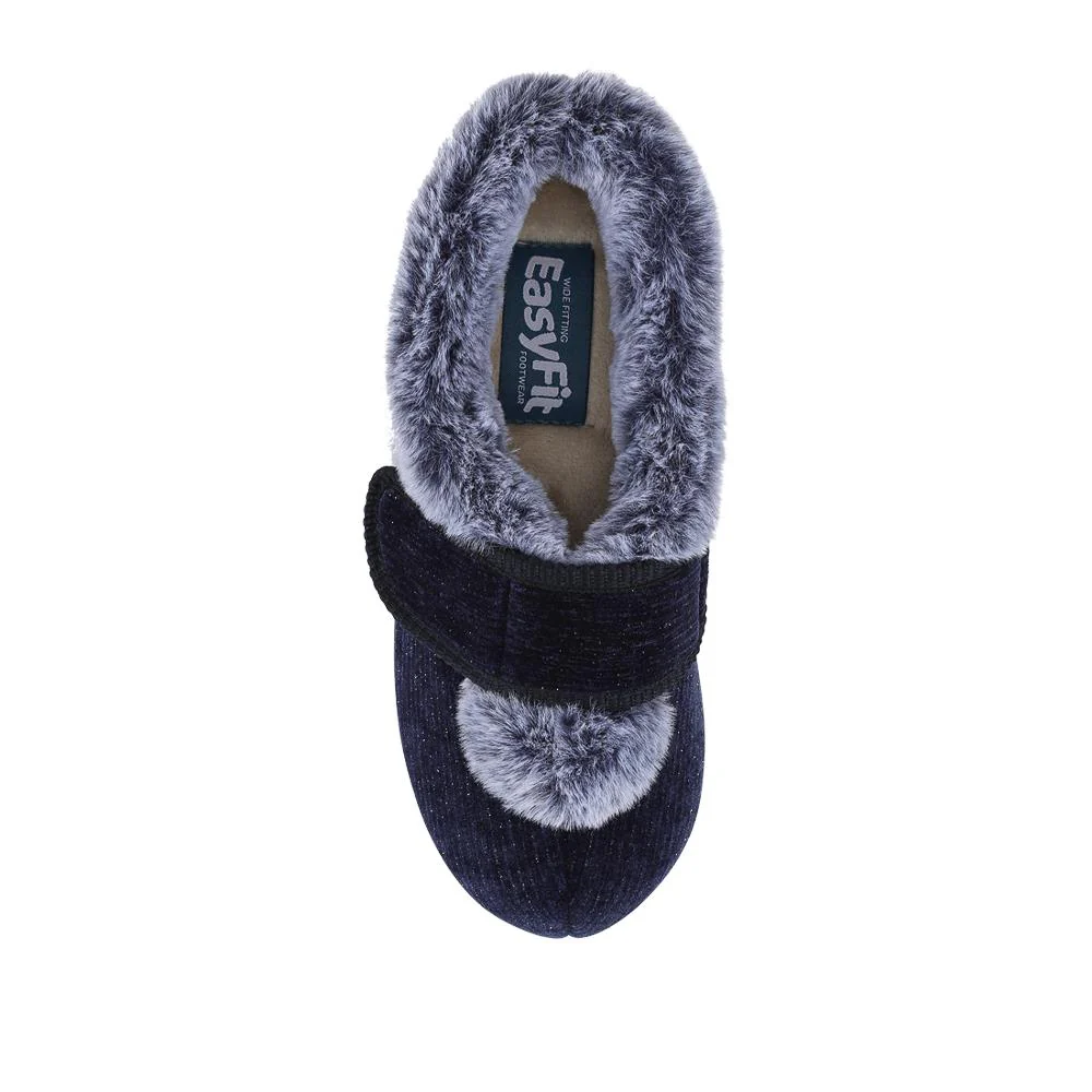EasyFit Extra Wide Touch Fasten Slippers - SKYE / 327 937 - Navy - Image 4